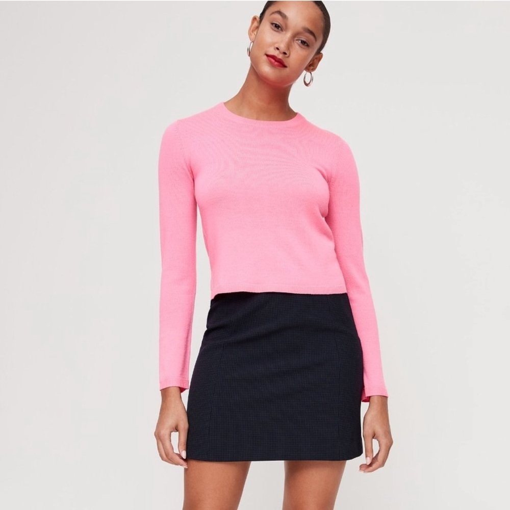Aritzia Babaton Nathaniel Merino Wool Sweater Fluro Pink Size Medium
